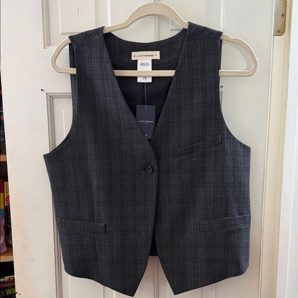 Lucky Brand Gray Checkered Vest